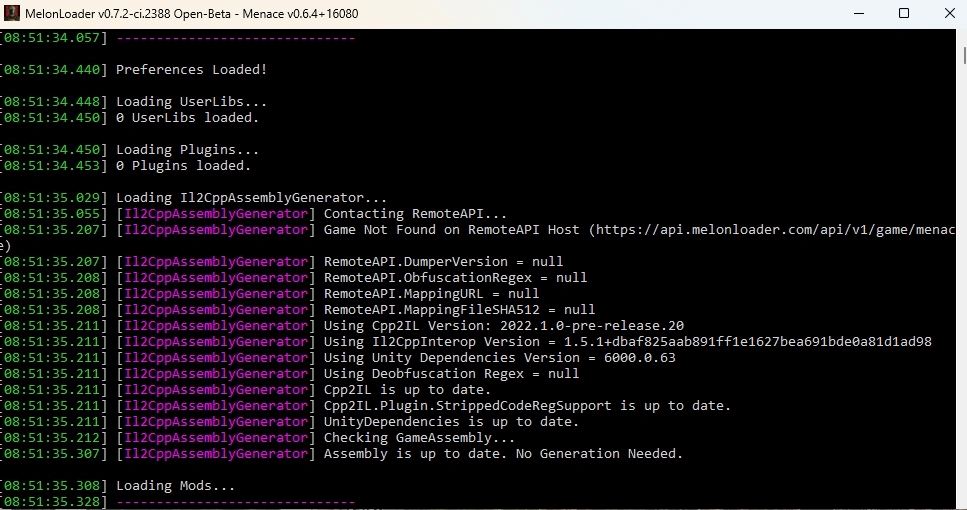 MelonLoader console menace
